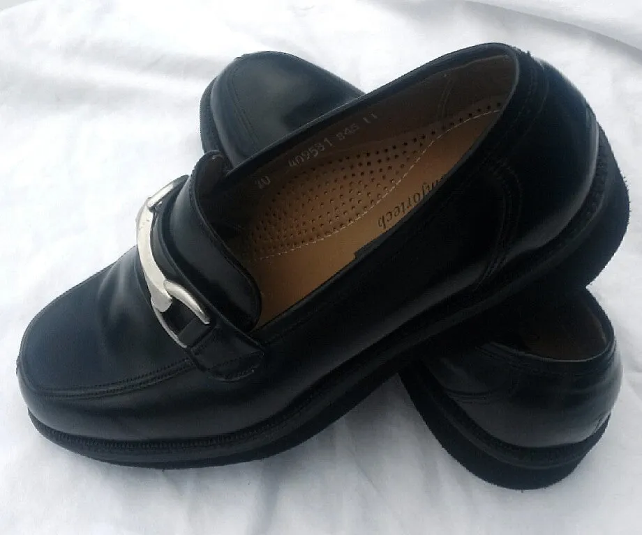 New- Florsheim Comfortech Black Horse-Bit Loafer Shoes- size 7.5M