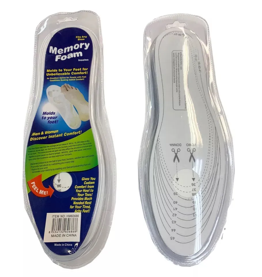 Ortho Memory Foam Insoles Unisex Fits Any Shoe Cushion Feet Pad (3 Pack)