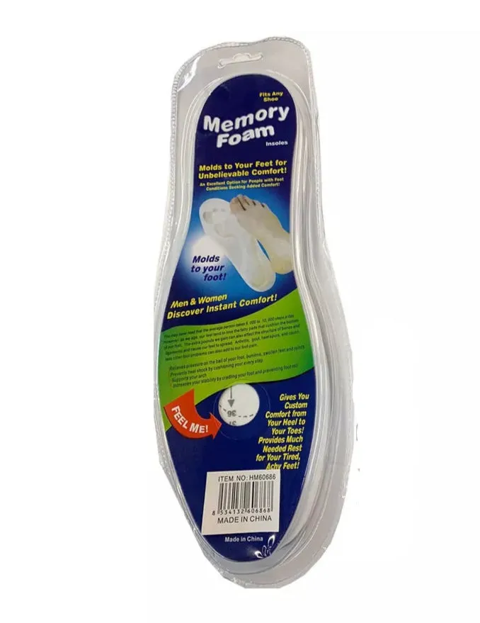 Ortho Memory Foam Insoles Unisex Fits Any Shoe Cushion Feet Pad (3 Pack)