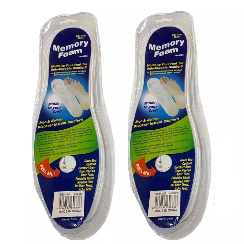 Ortho Memory Foam Insoles Unisex Fits Any Shoe Cushion Feet Pad (3 Pack)