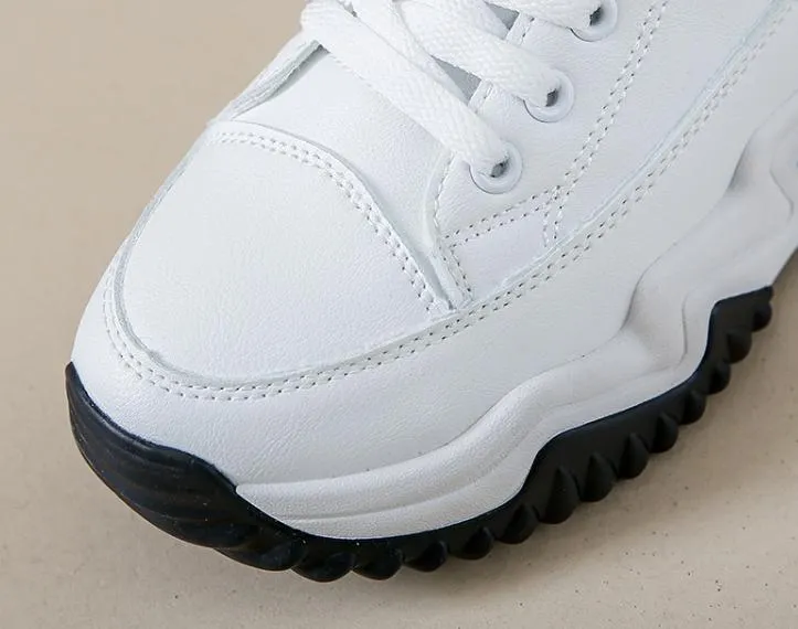 Outdoor Heightening Leather Chunky Shoes
