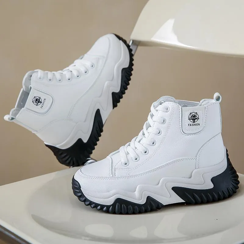 Outdoor Heightening Leather Chunky Shoes