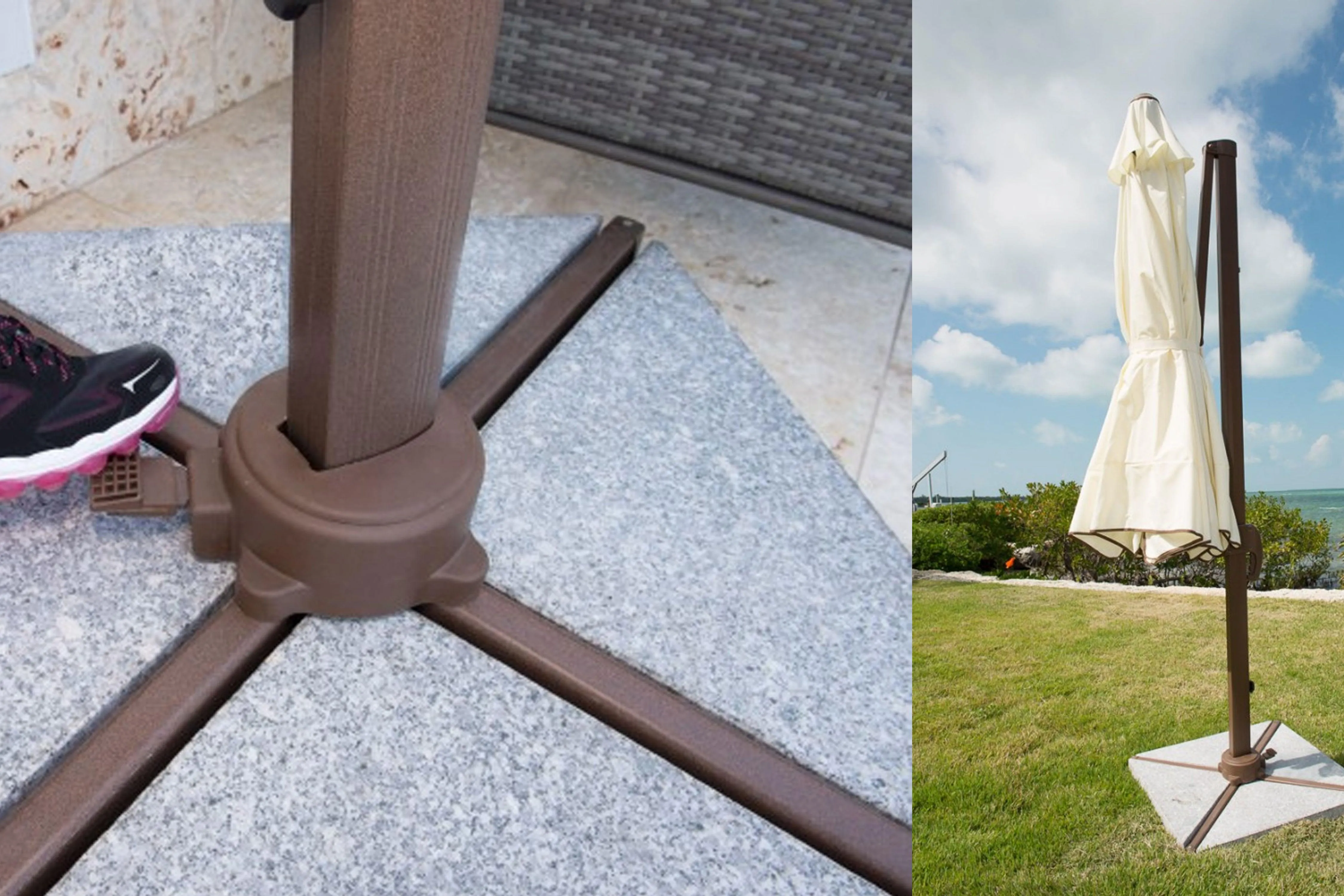 Panama Jack 10 FT DIA Cantilever Umbrella with stone bases