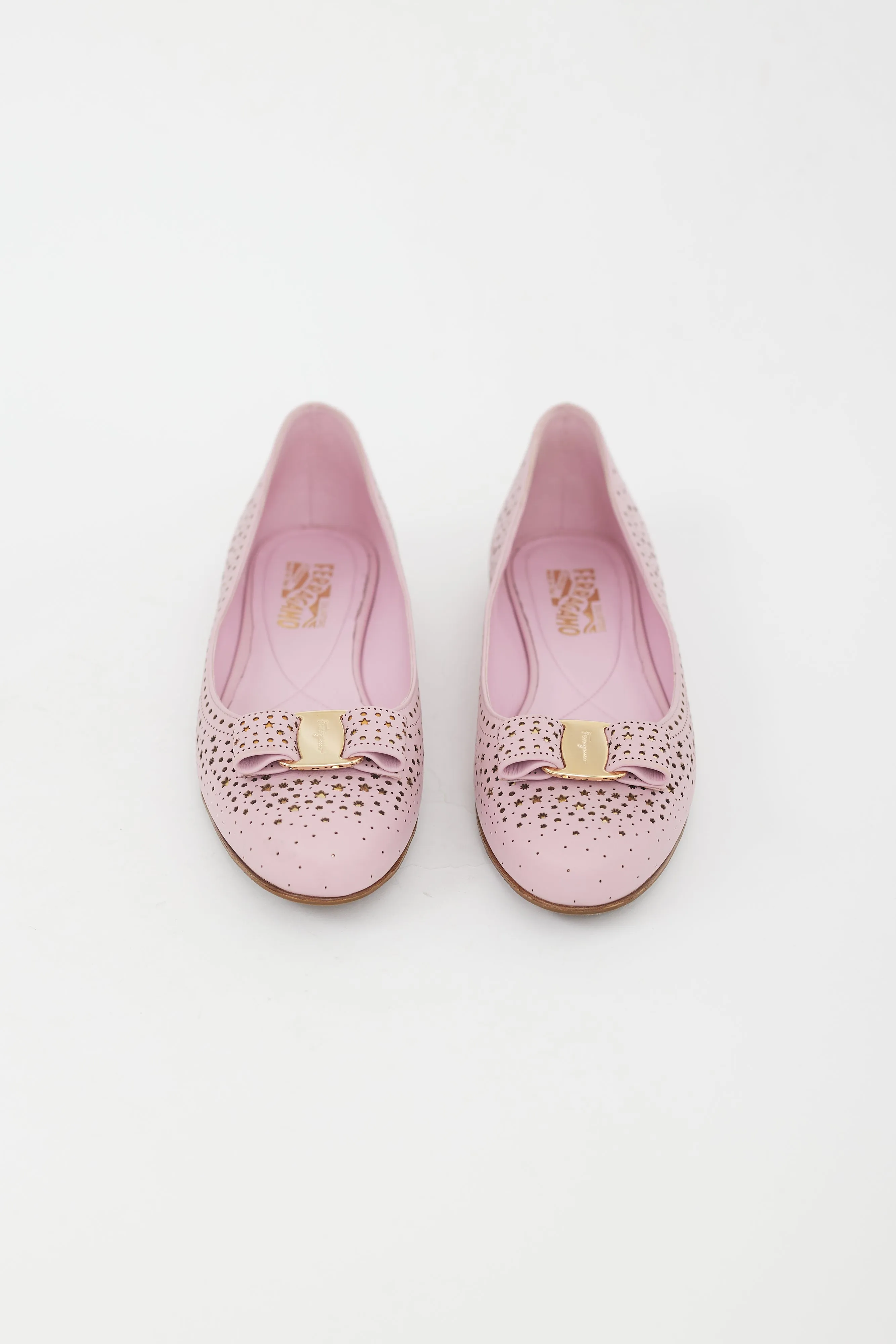 Pink Leather Star Cut Out Flats
