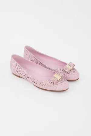 Pink Leather Star Cut Out Flats