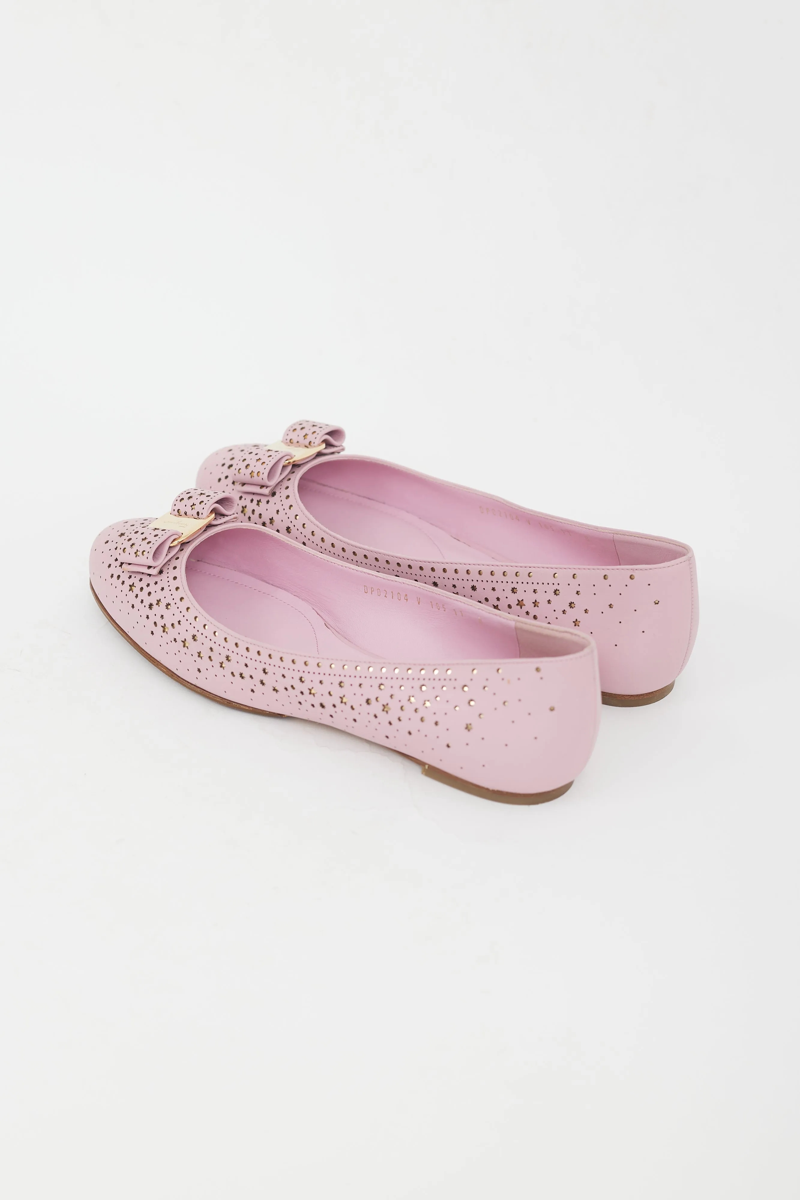 Pink Leather Star Cut Out Flats