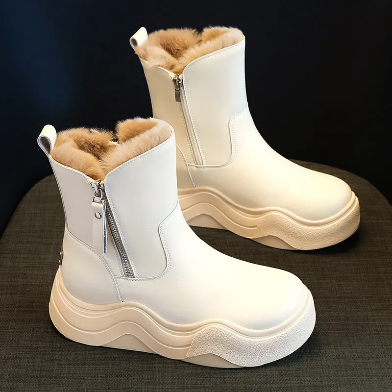 Pure leather soft sole versatile snow warm casual boots