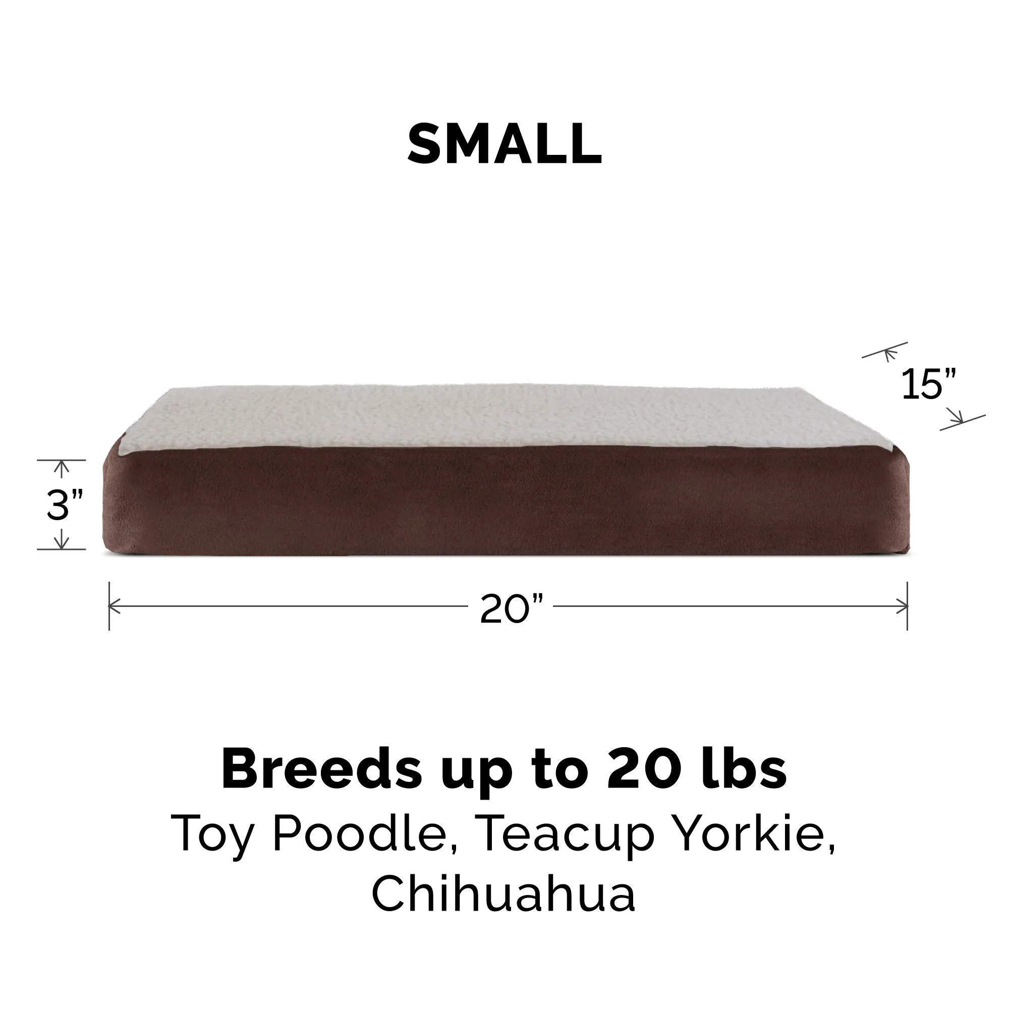 Rectangular Mattress Dog Bed - Sherpa - Espresso