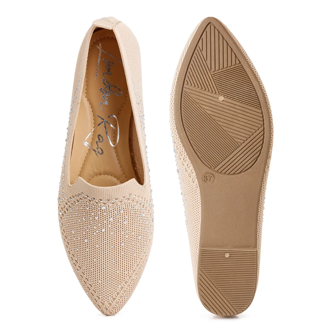 Rhinestone Embellished Pull Tab Loafers