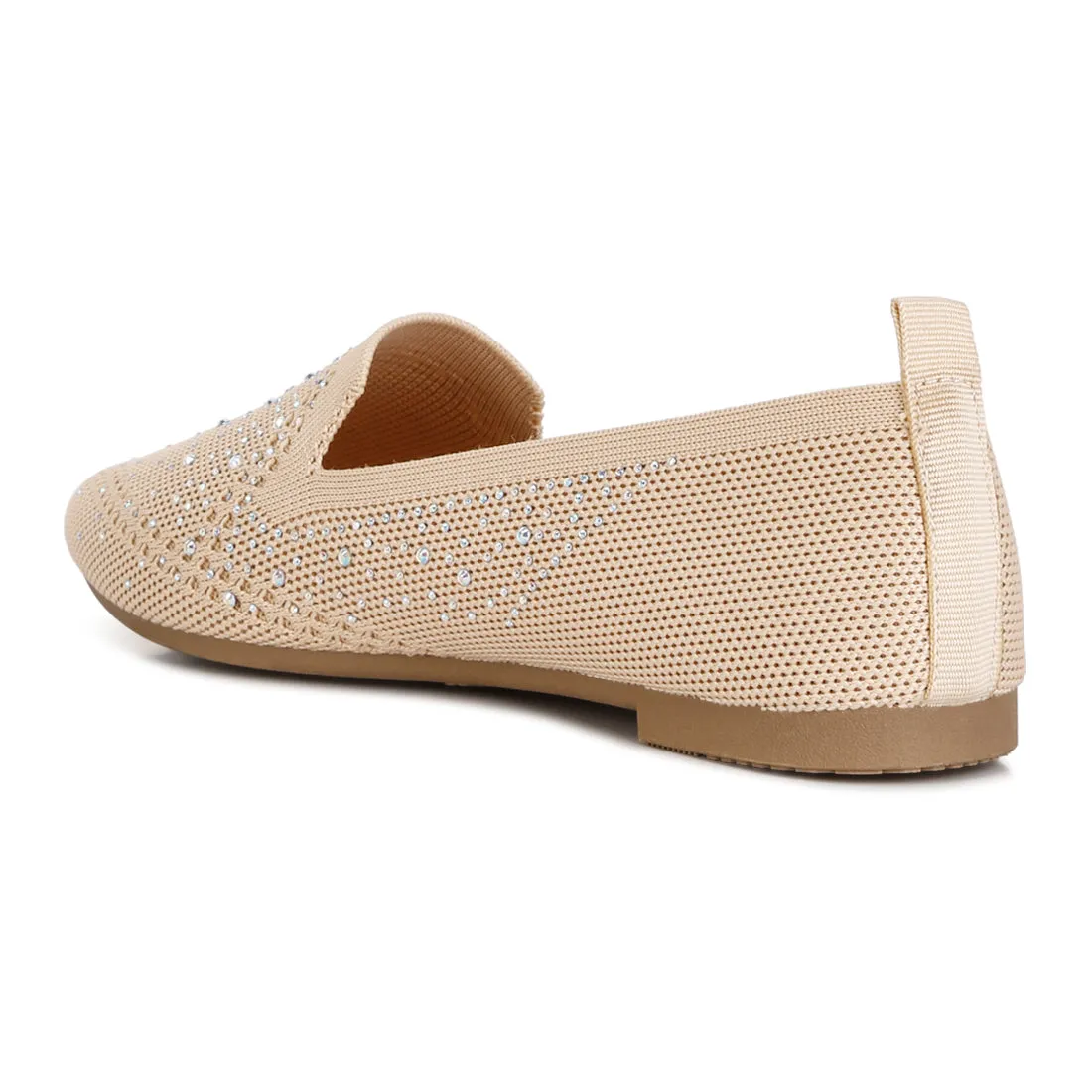 Rhinestone Embellished Pull Tab Loafers