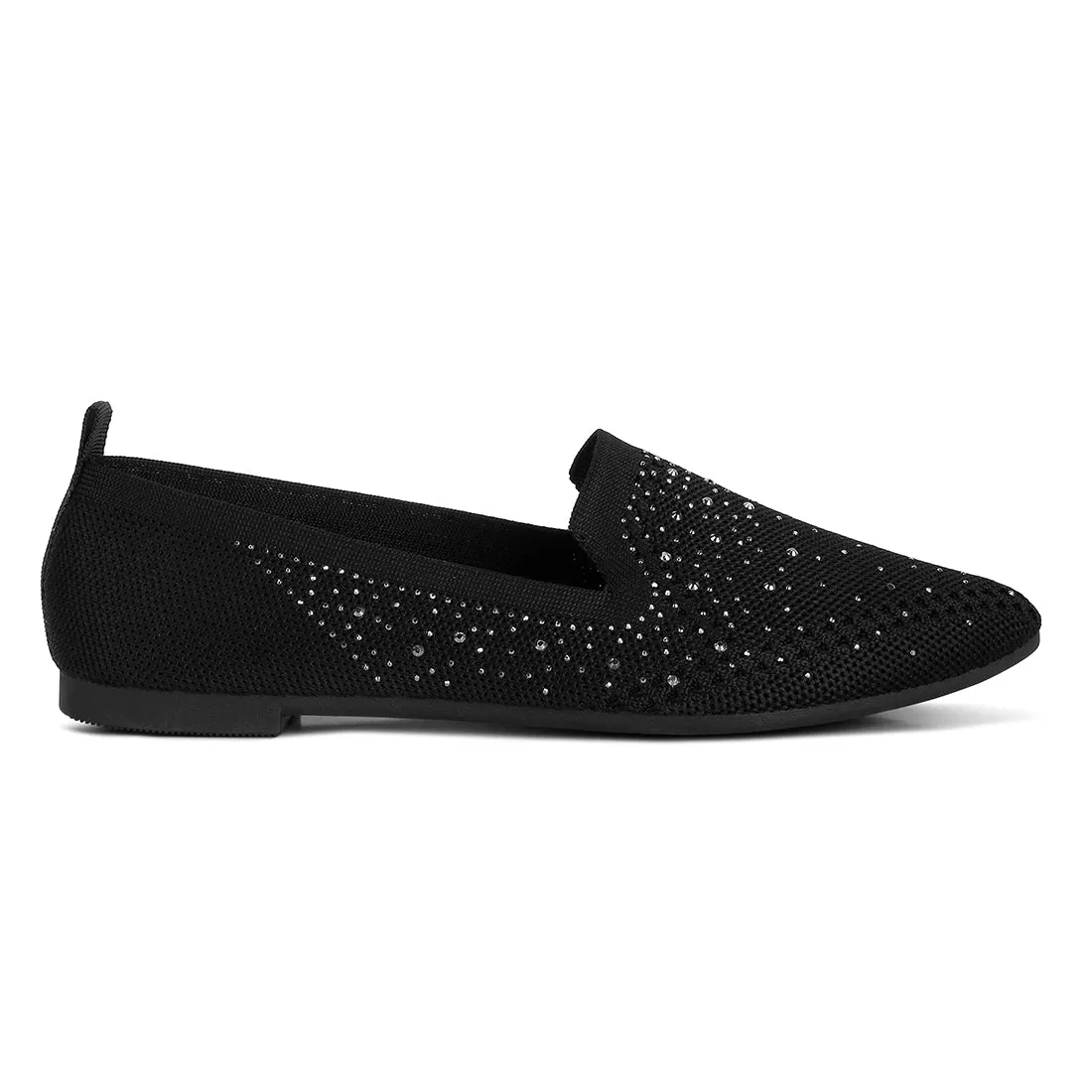 Rhinestone Embellished Pull Tab Loafers