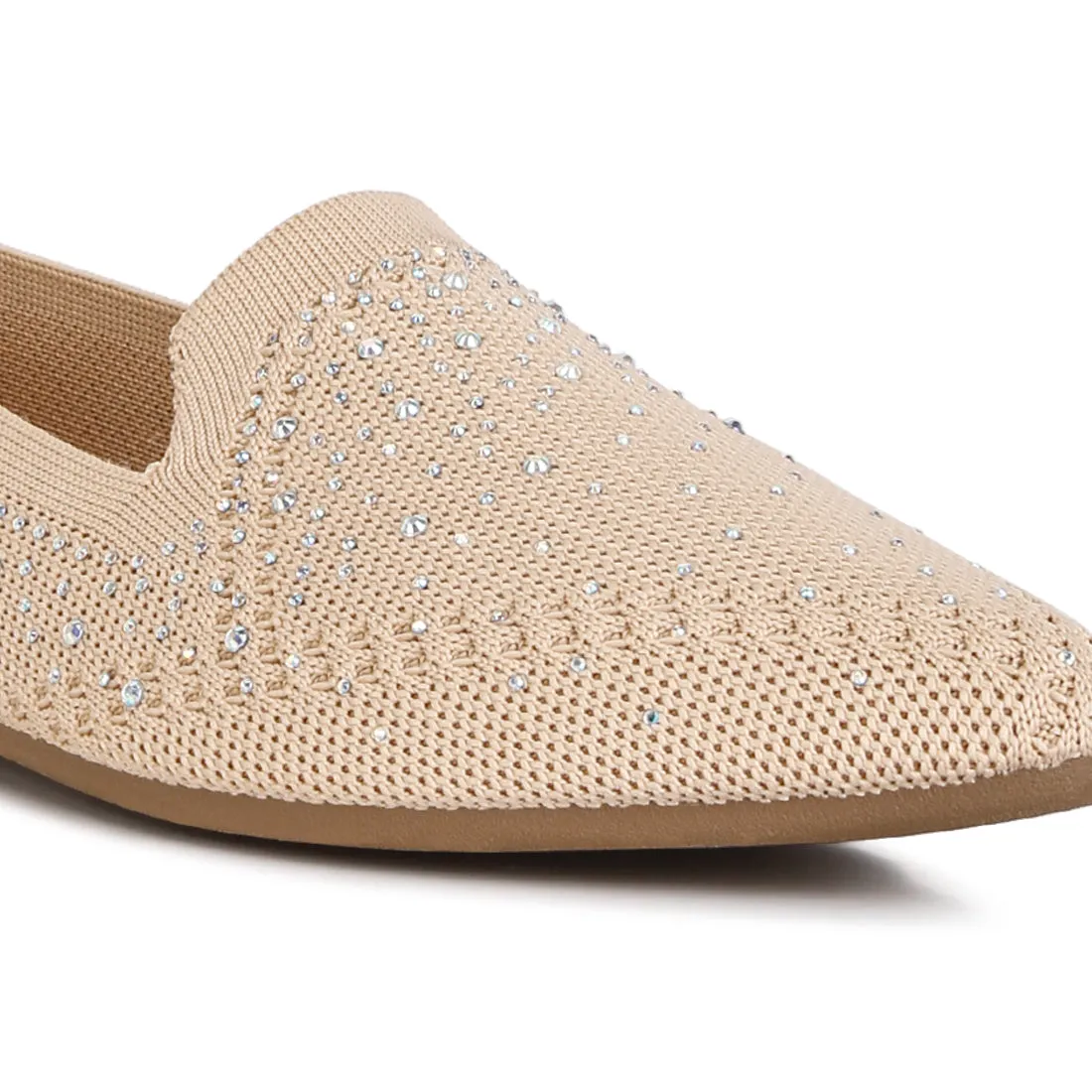 Rhinestone Embellished Pull Tab Loafers