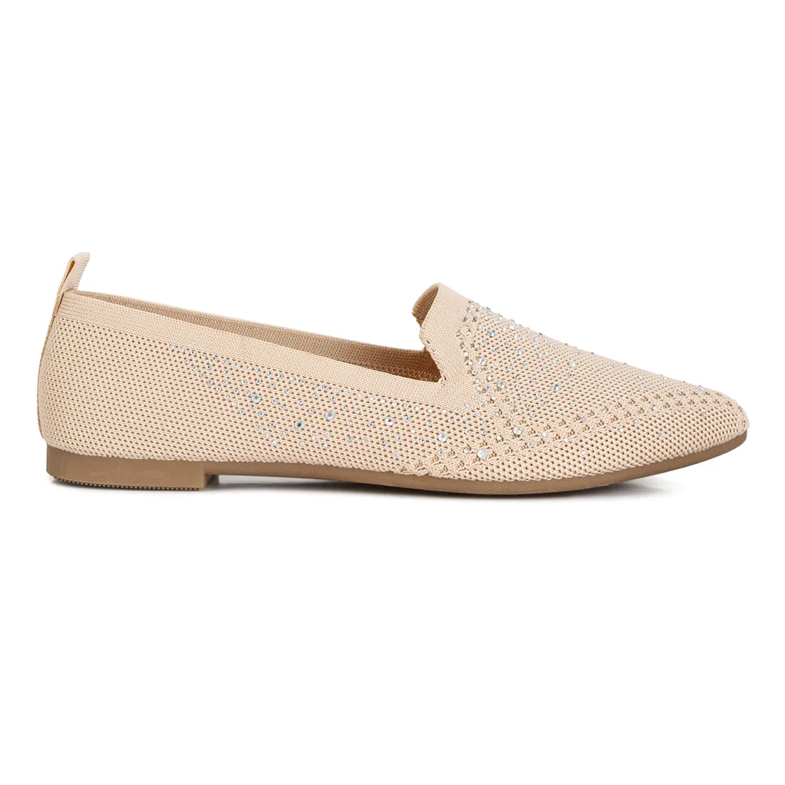 Rhinestone Embellished Pull Tab Loafers