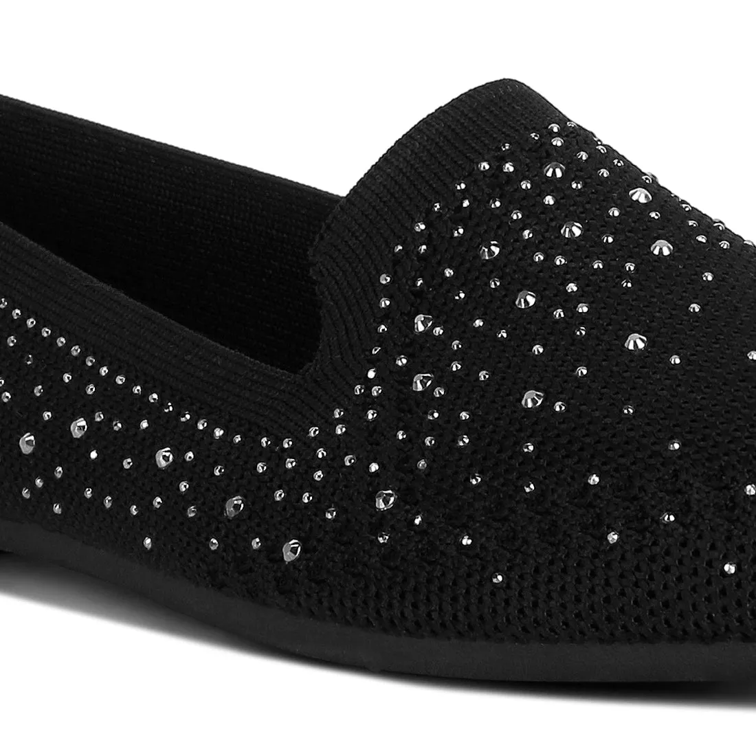 Rhinestone Embellished Pull Tab Loafers
