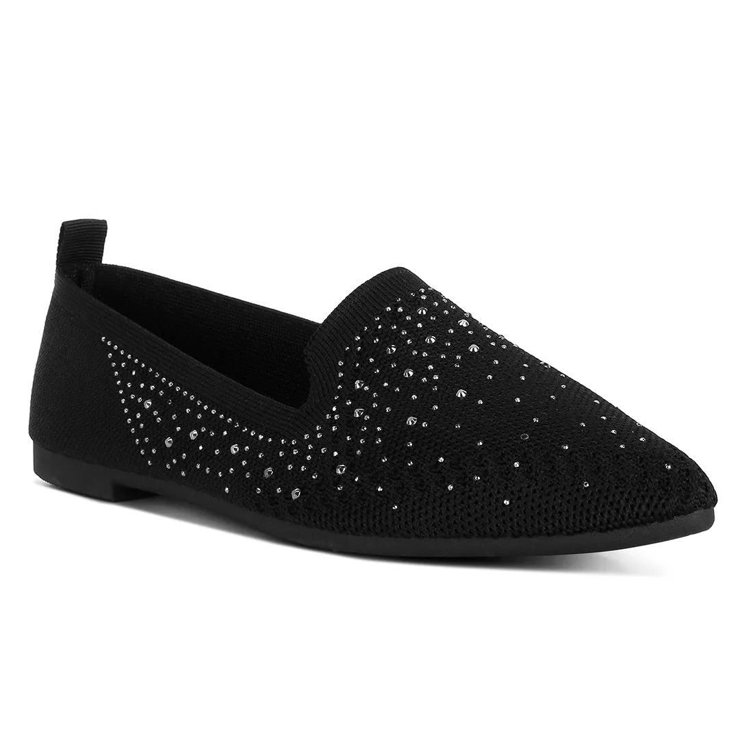 Rhinestone Embellished Pull Tab Loafers