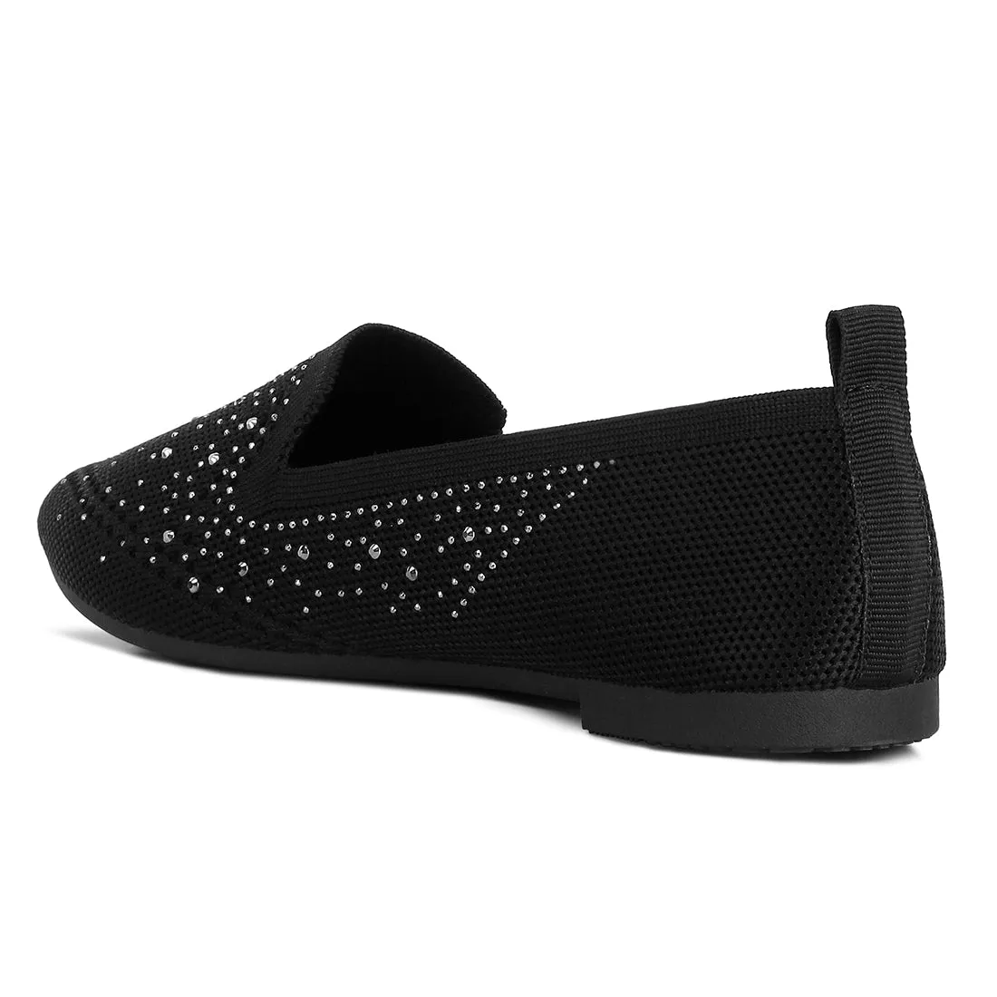 Rhinestone Embellished Pull Tab Loafers