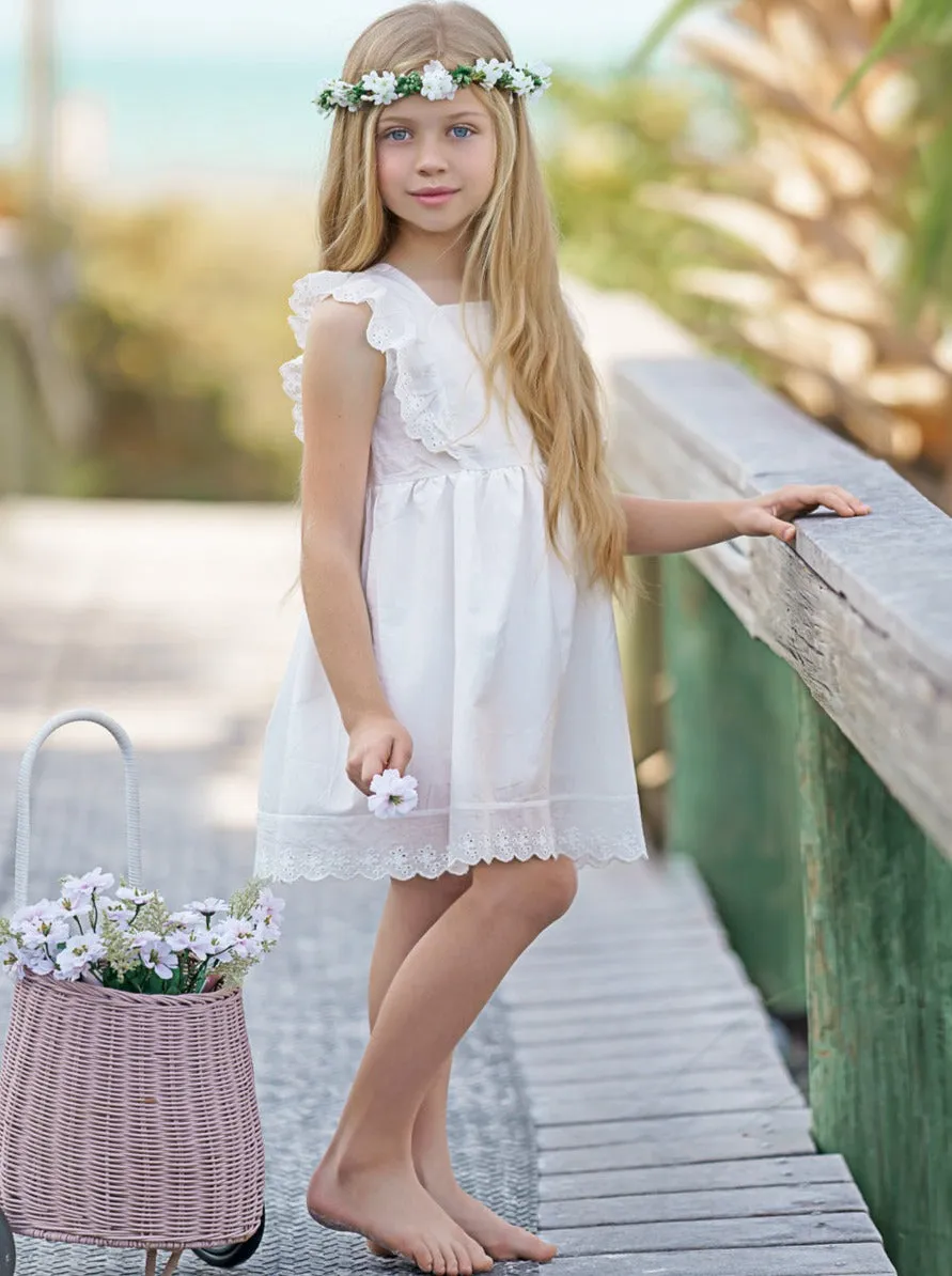 Ruffled Angel Eyelet Lace Dress
