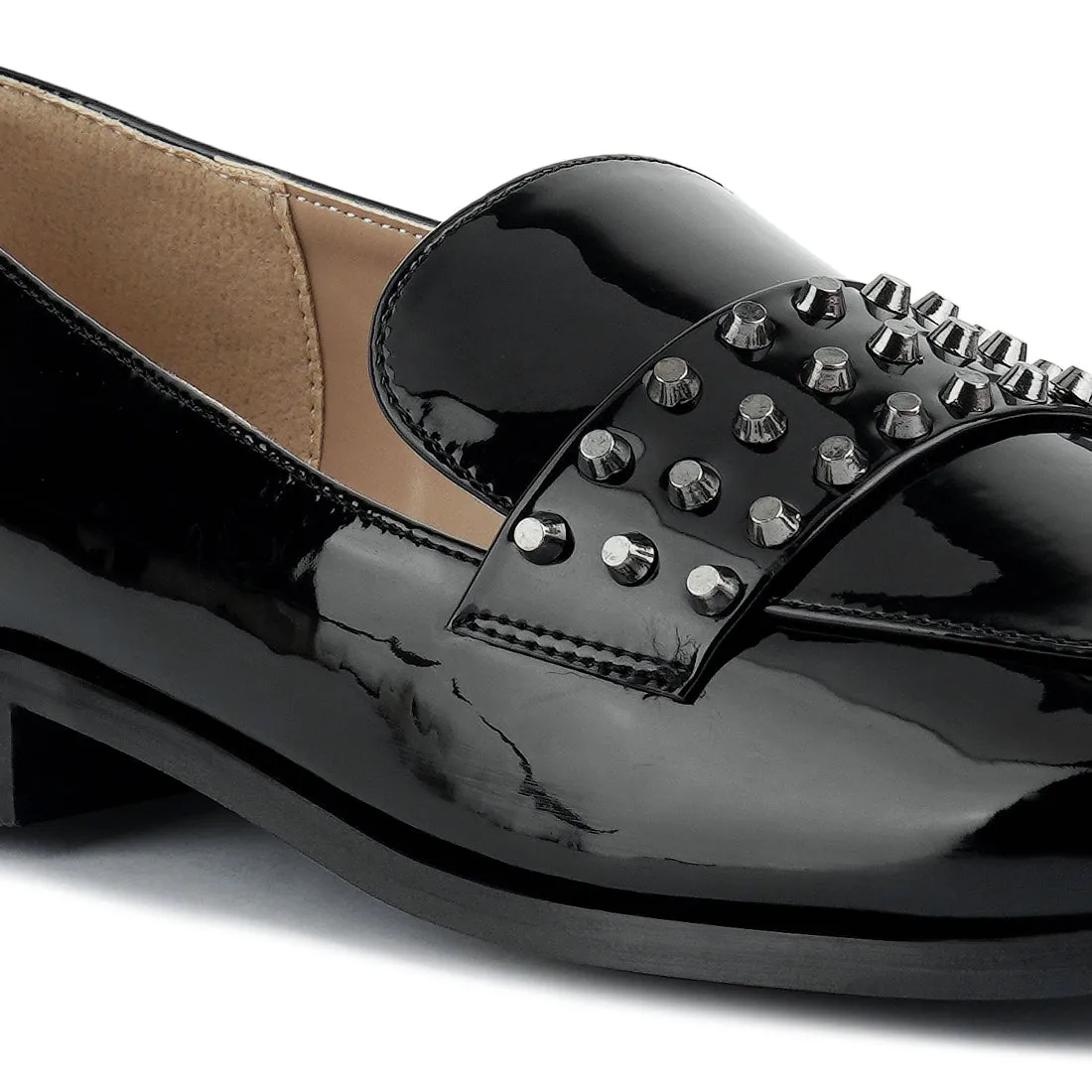 Semicasual Stud Detail Patent Loafers