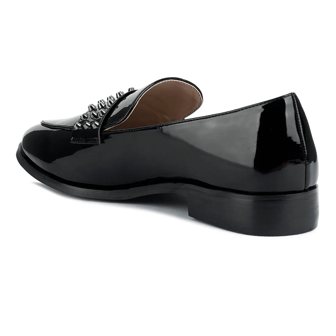 Semicasual Stud Detail Patent Loafers