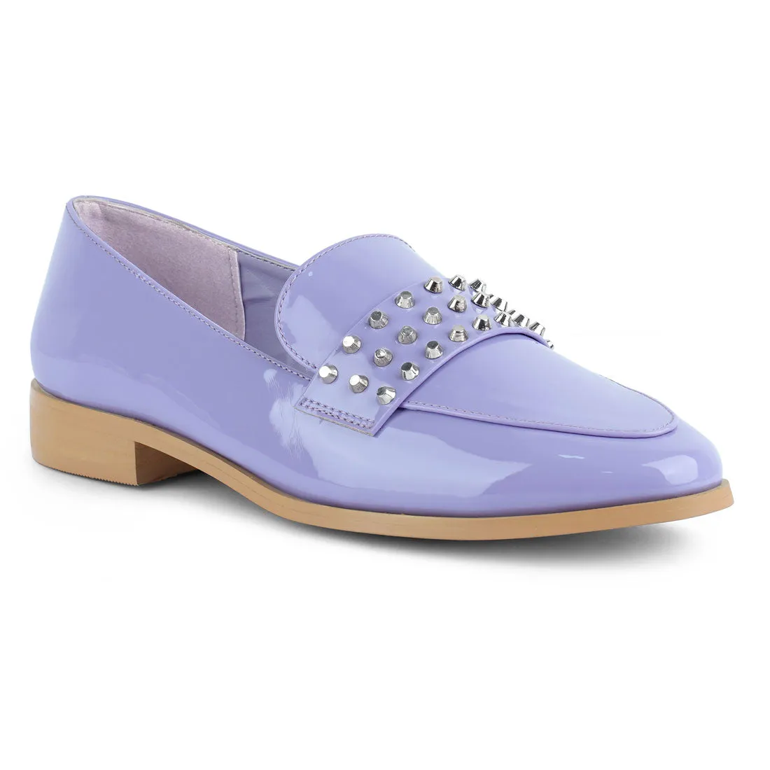 Semicasual Stud Detail Patent Loafers