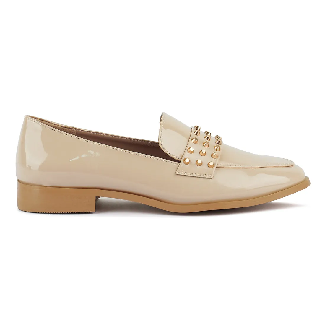 Semicasual Stud Detail Patent Loafers