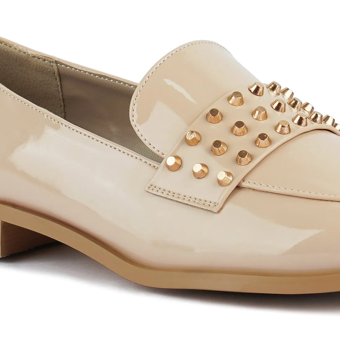 Semicasual Stud Detail Patent Loafers