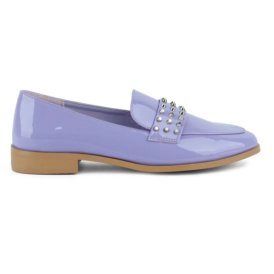 Semicasual Stud Detail Patent Loafers