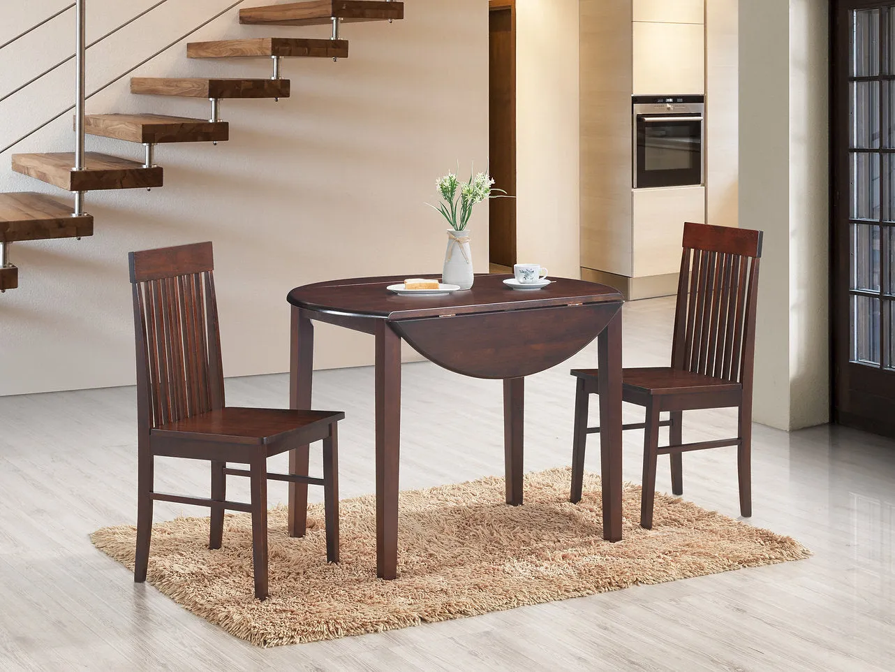 Solid Wood Espresso Dining Chair with Vertical Backing - Set of 2