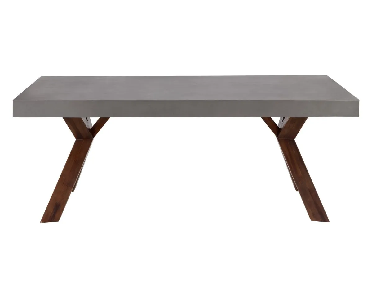 Sunpan Concrete Top Global Traveler Warwick Dining Table - Rectangular - 78.75" - Grey - Wood - Seats 6