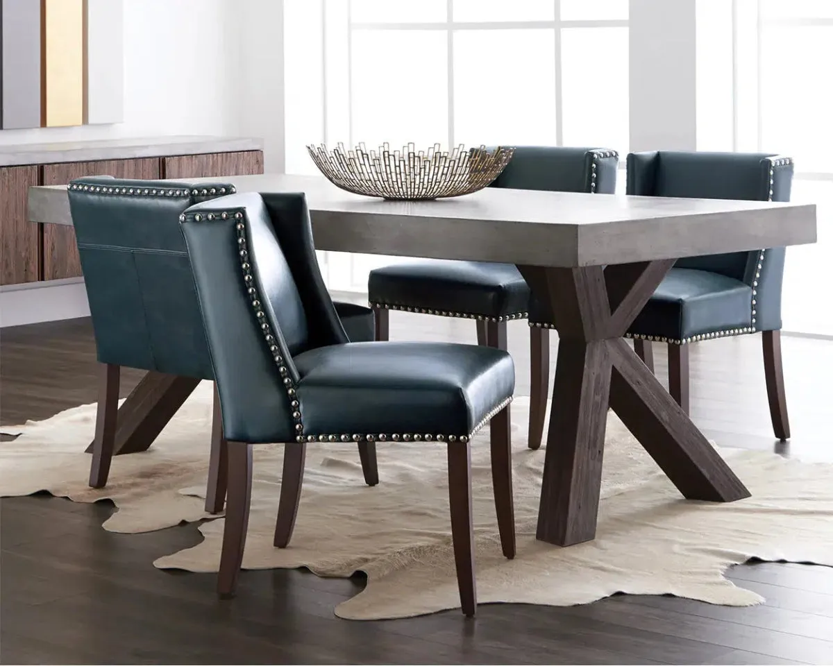 Sunpan Concrete Top Global Traveler Warwick Dining Table - Rectangular - 78.75" - Grey - Wood - Seats 6