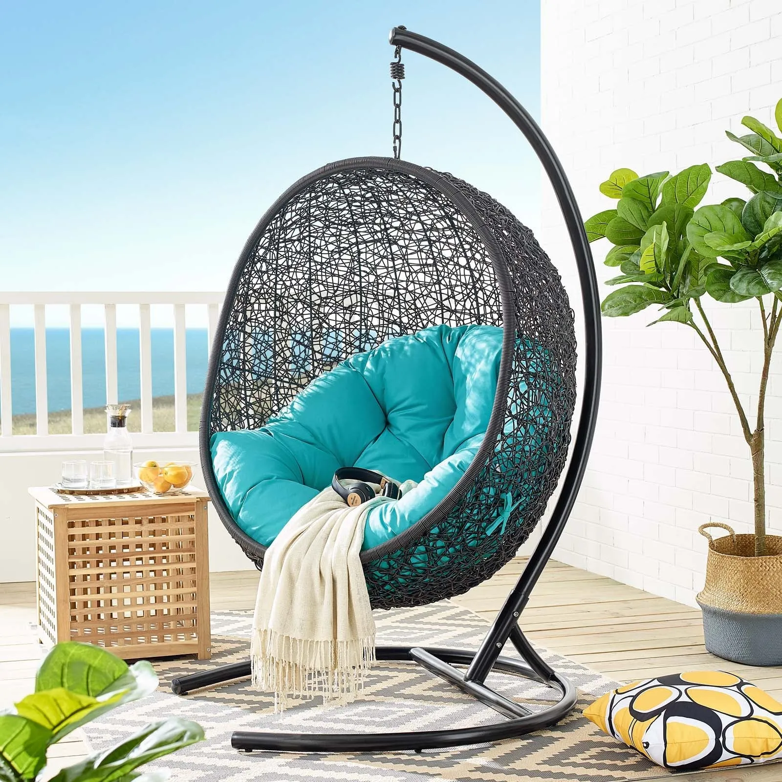 Swing Outdoor Patio Lounge Chair With Stand