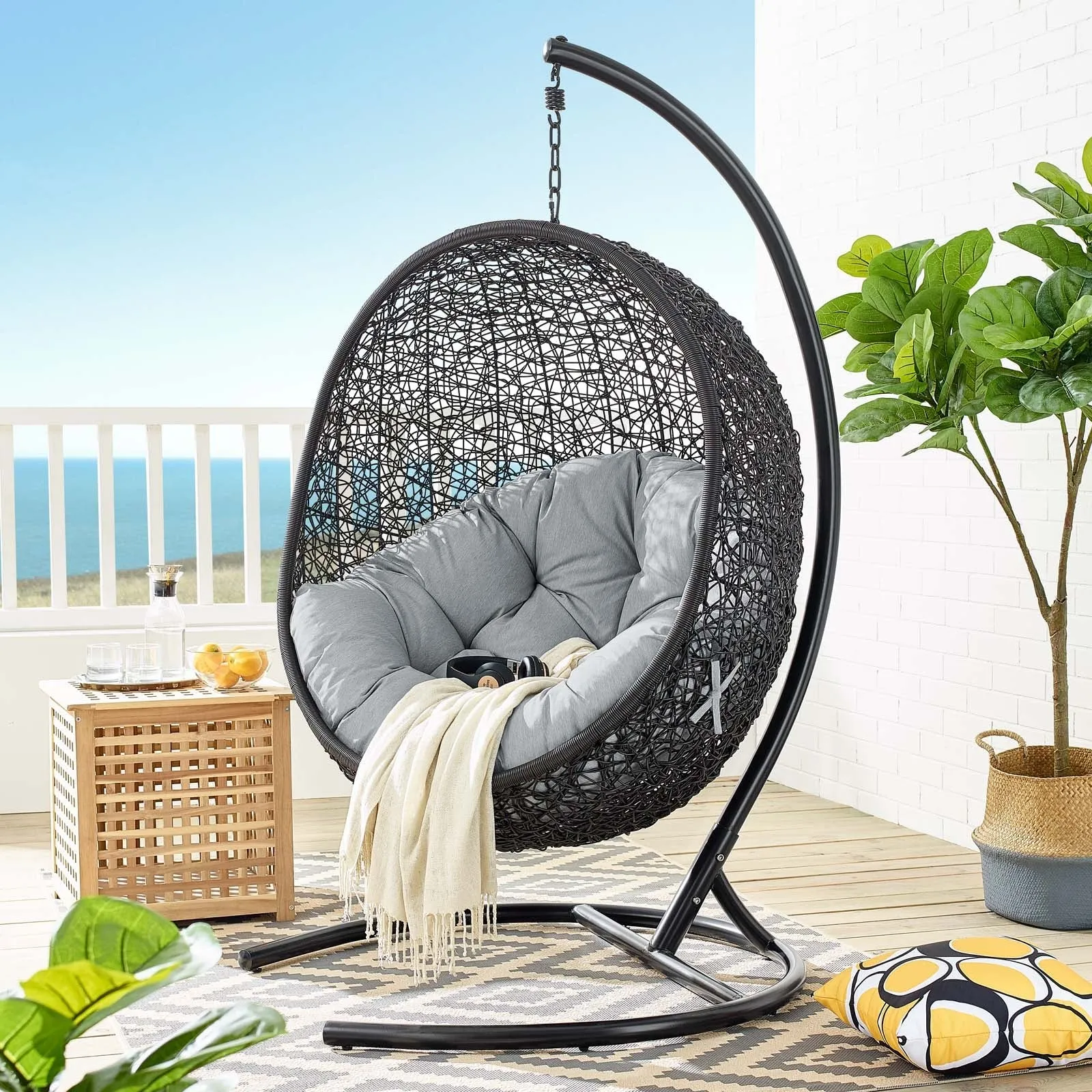 Swing Outdoor Patio Lounge Chair With Stand