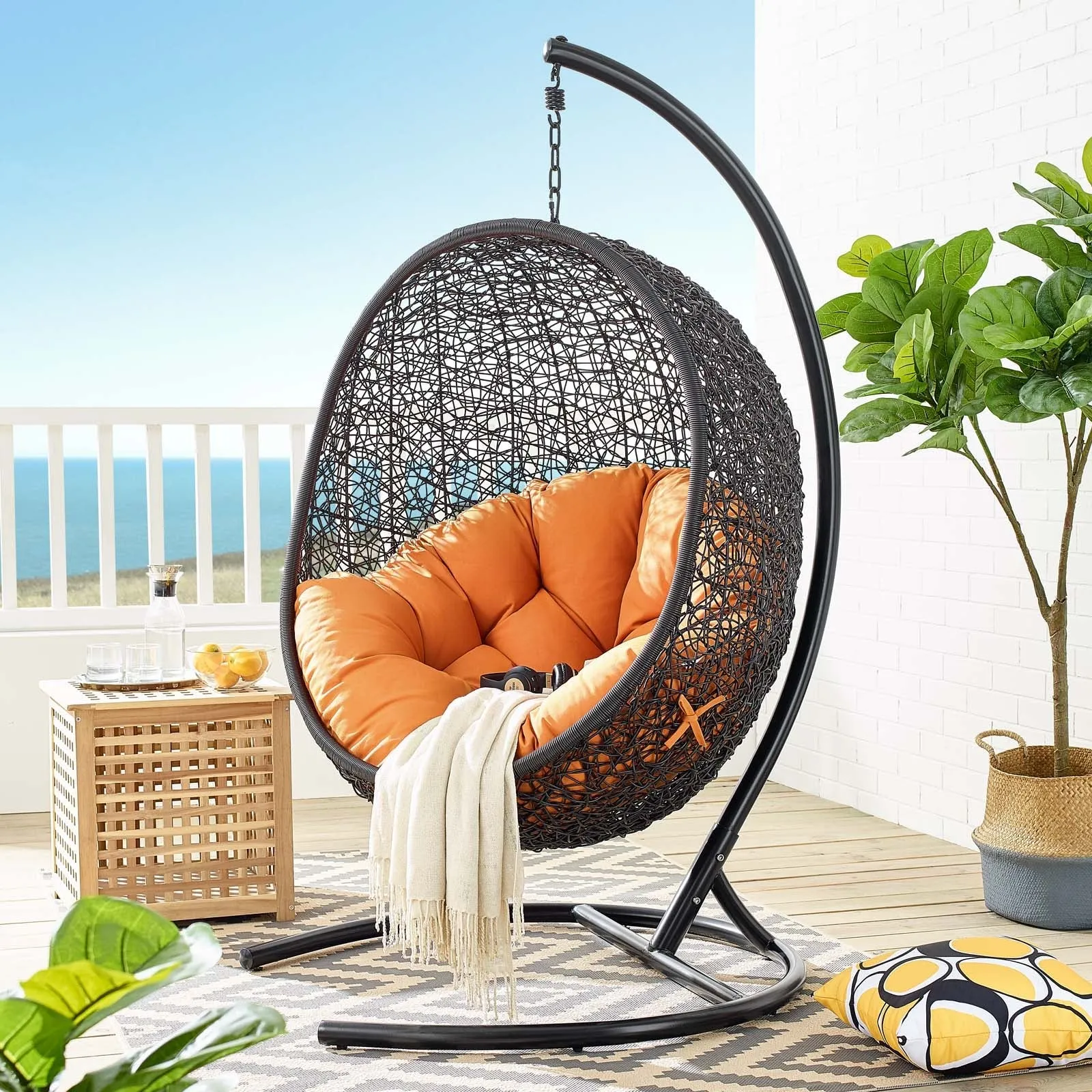 Swing Outdoor Patio Lounge Chair With Stand