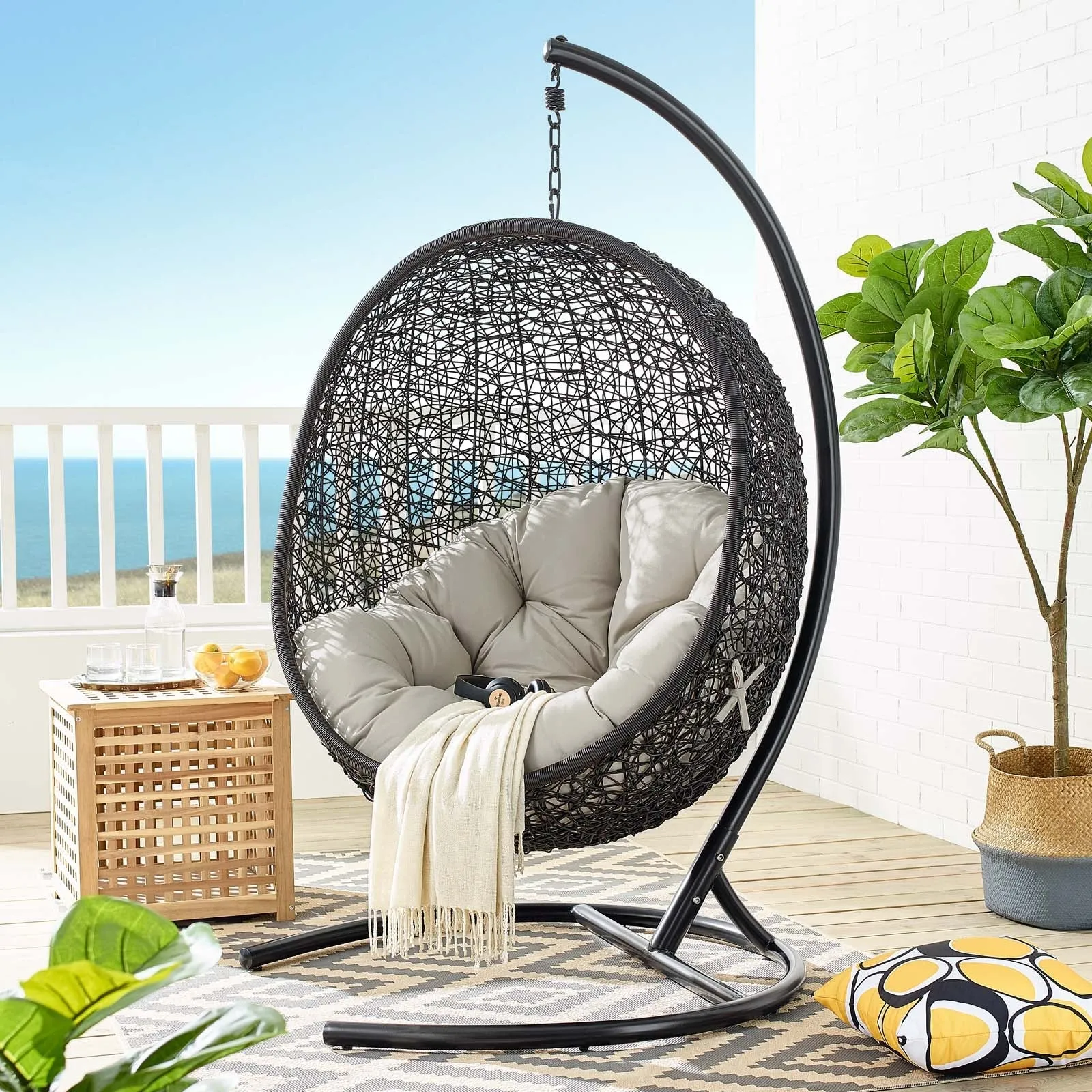 Swing Outdoor Patio Lounge Chair With Stand