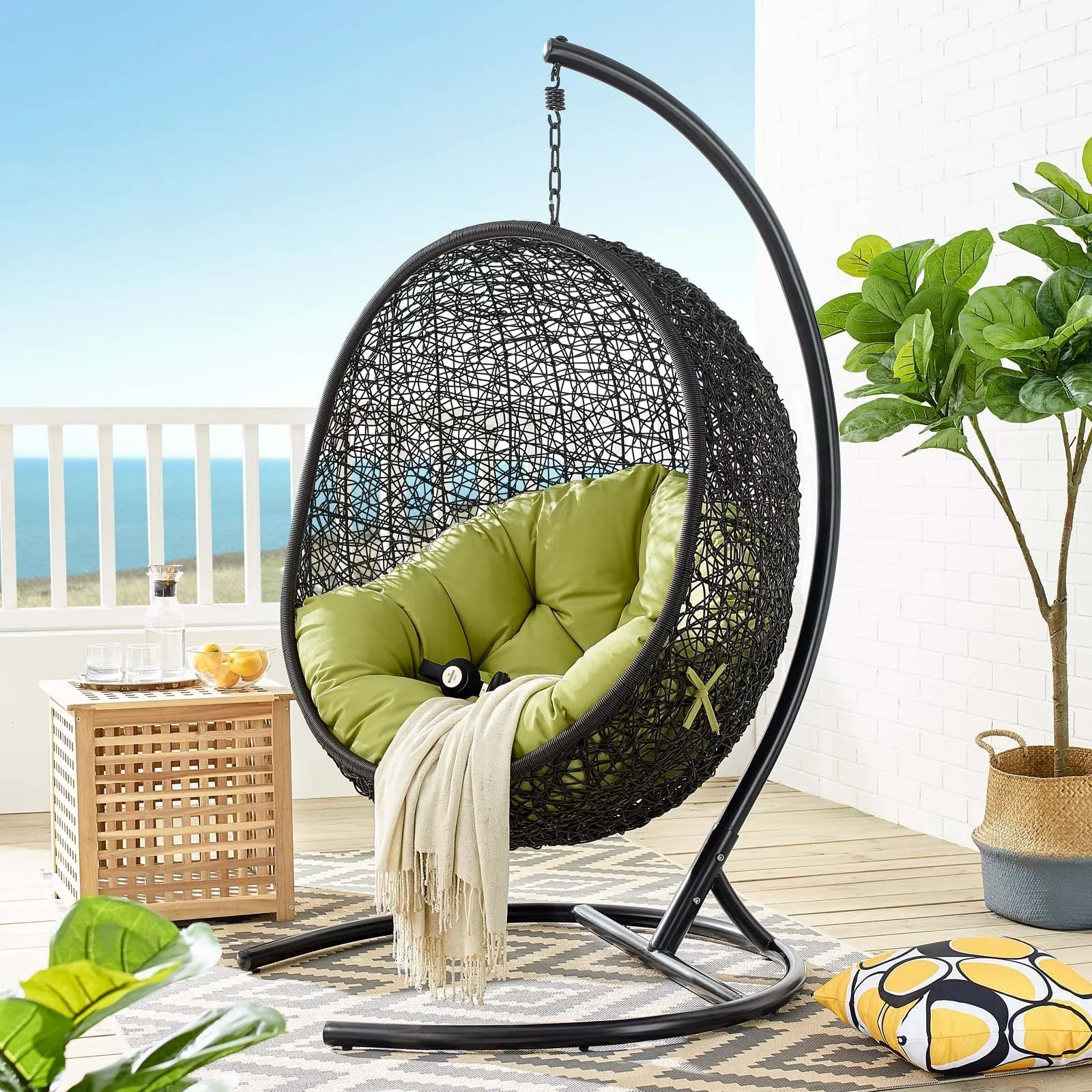 Swing Outdoor Patio Lounge Chair With Stand
