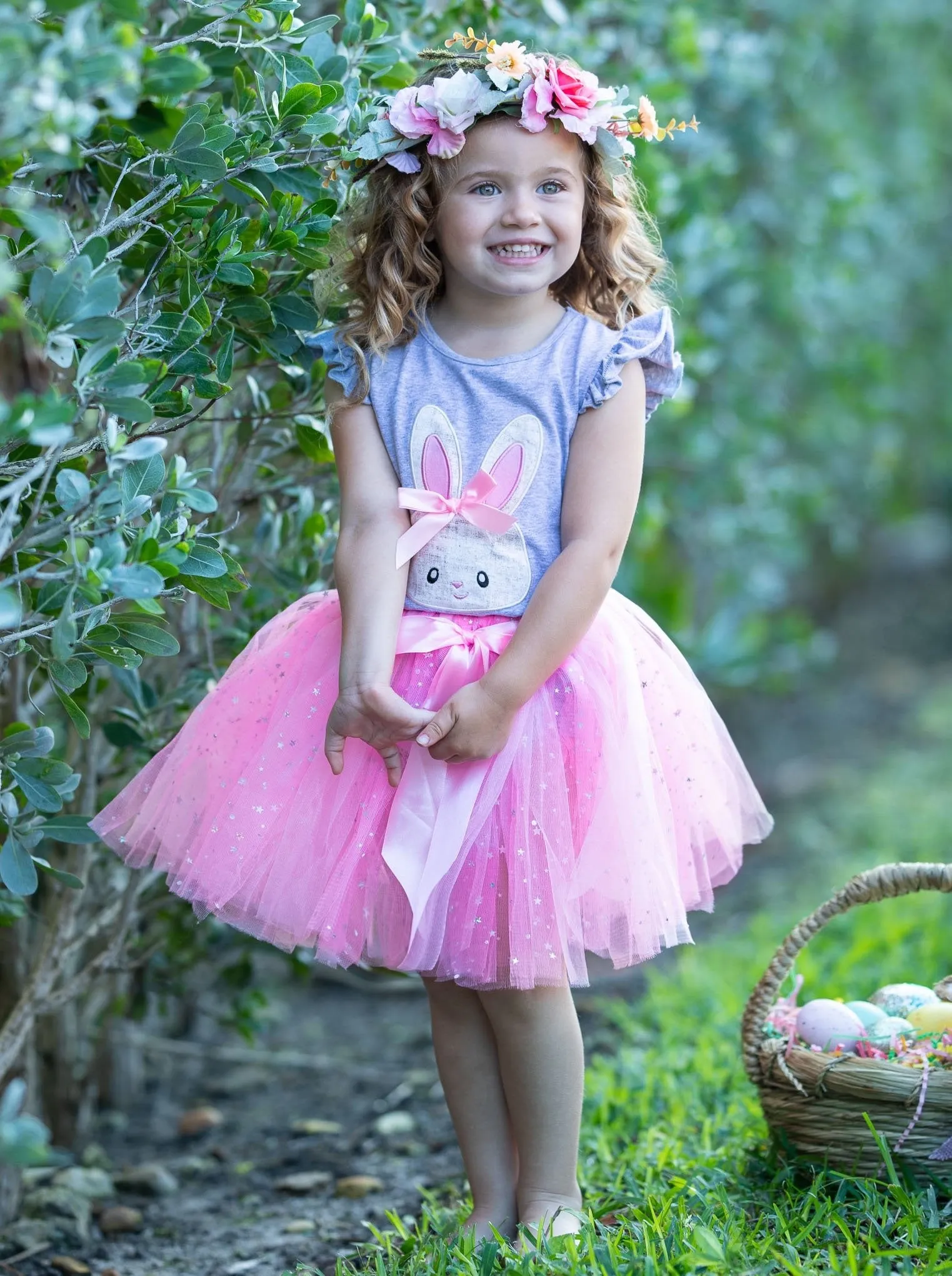 The Lovely Bunny Sequin Bow Tutu Skirt Set