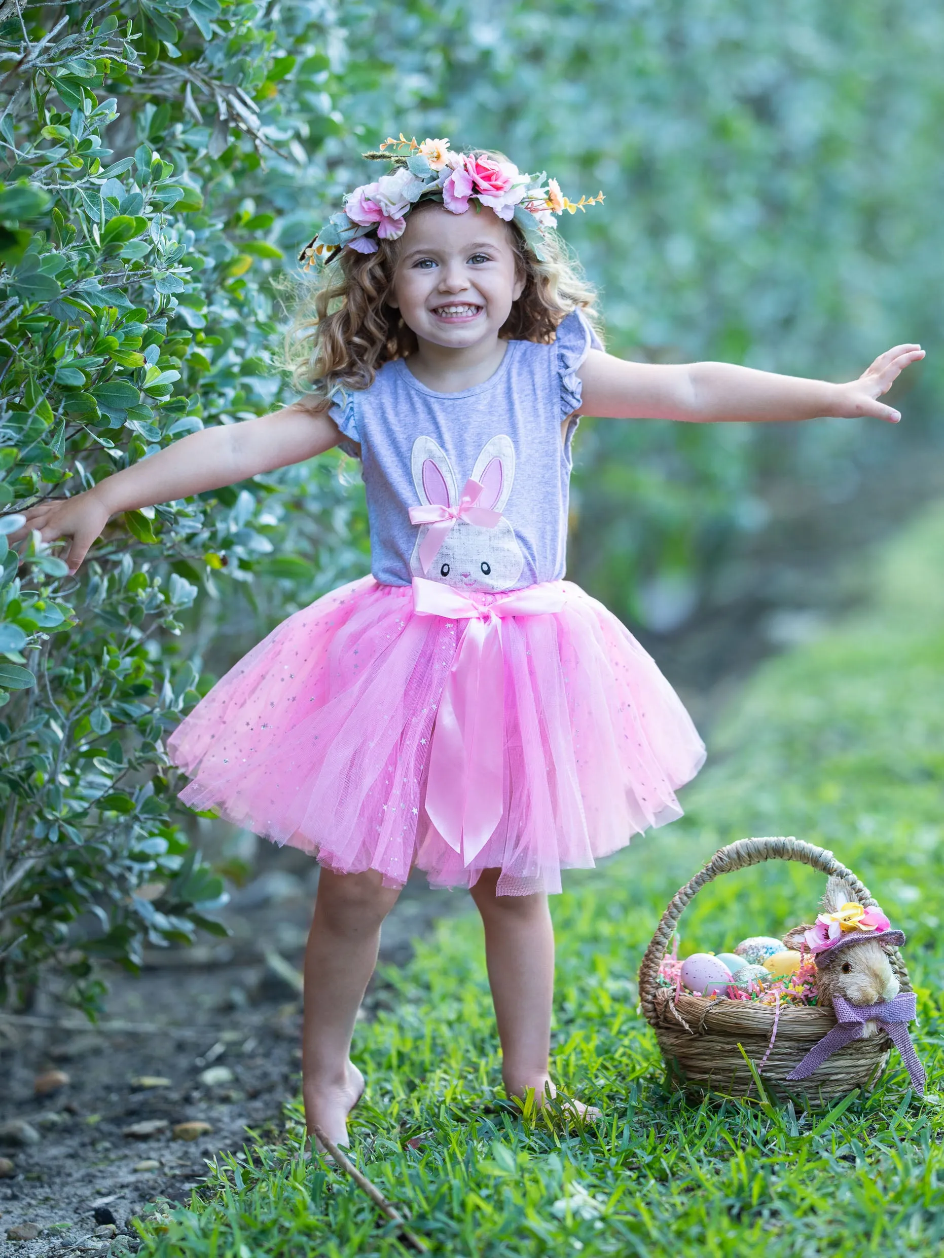 The Lovely Bunny Sequin Bow Tutu Skirt Set
