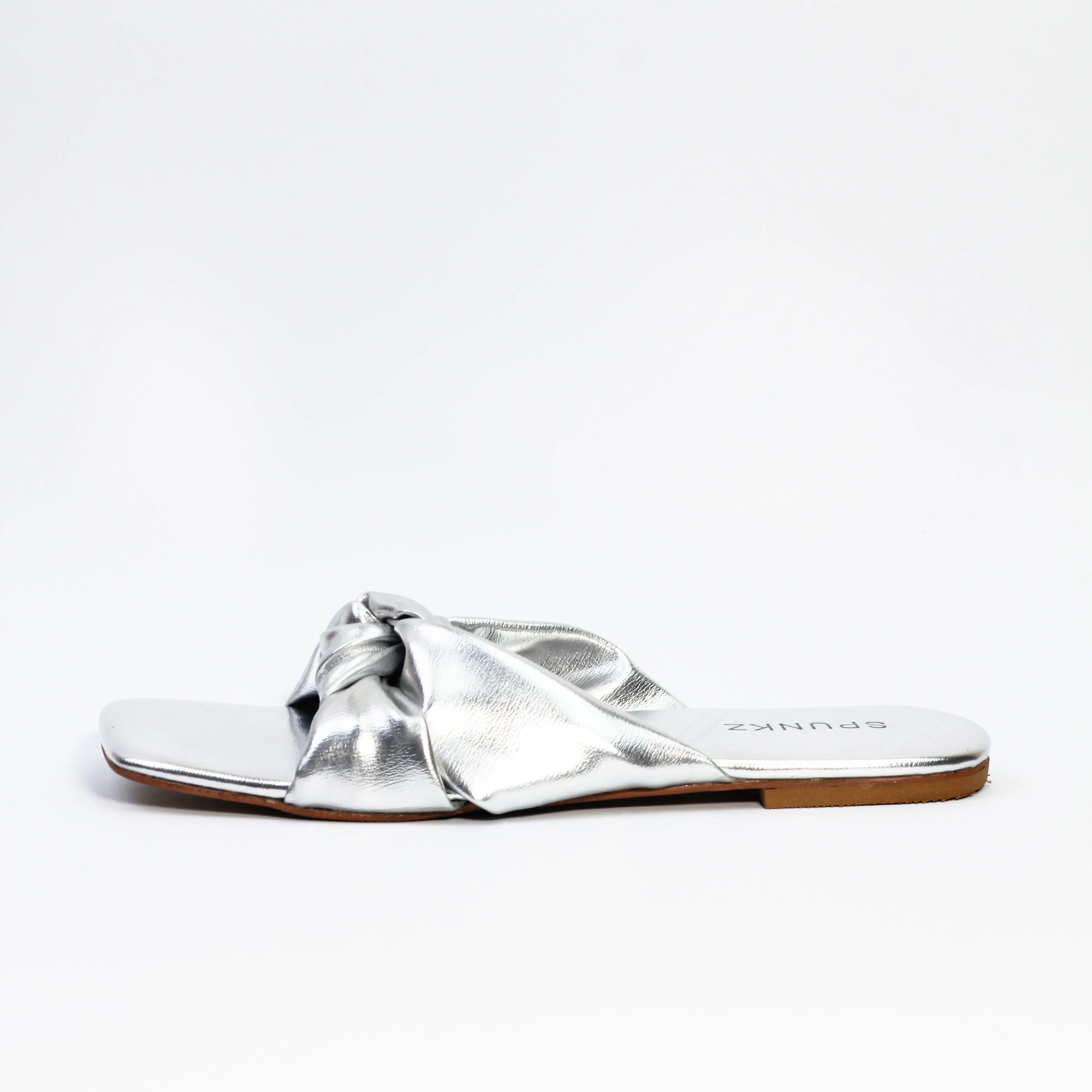 Tinsley Silver Leather bow Knotted flat Sandals