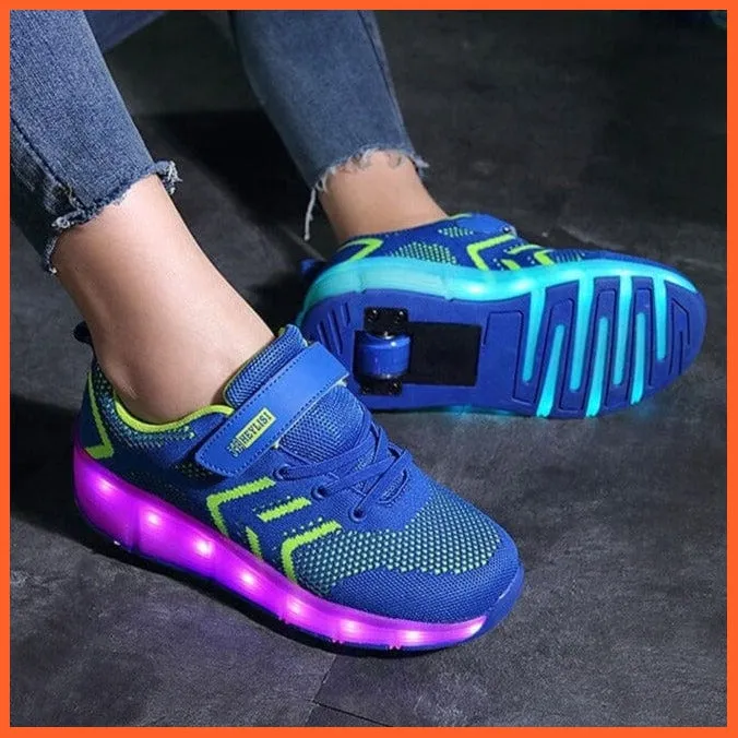 Usb Charging Led Light Two Wheels Roller Skate Shoes For Children