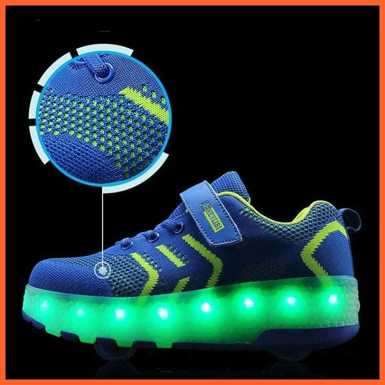 Usb Charging Led Light Two Wheels Roller Skate Shoes For Children