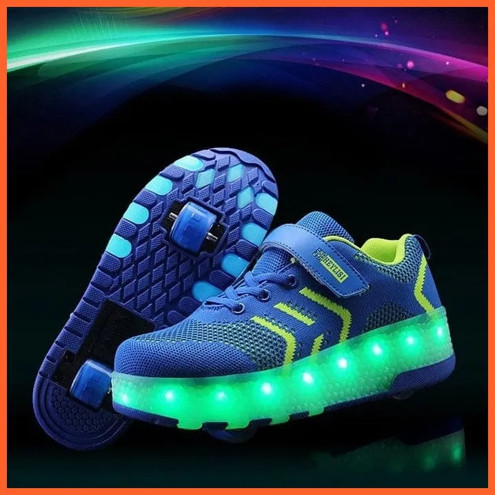 Usb Charging Led Light Two Wheels Roller Skate Shoes For Children