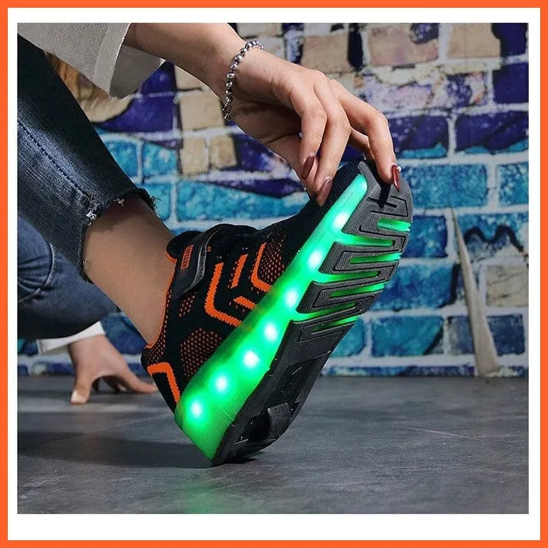Usb Charging Led Light Two Wheels Roller Skate Shoes For Children