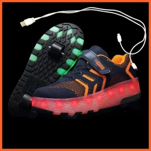 Usb Charging Led Light Two Wheels Roller Skate Shoes For Children