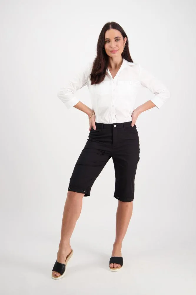 Vassalli Poplin Straight Leg Shorts Black
