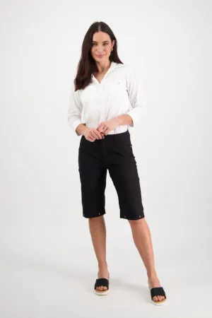 Vassalli Poplin Straight Leg Shorts Black