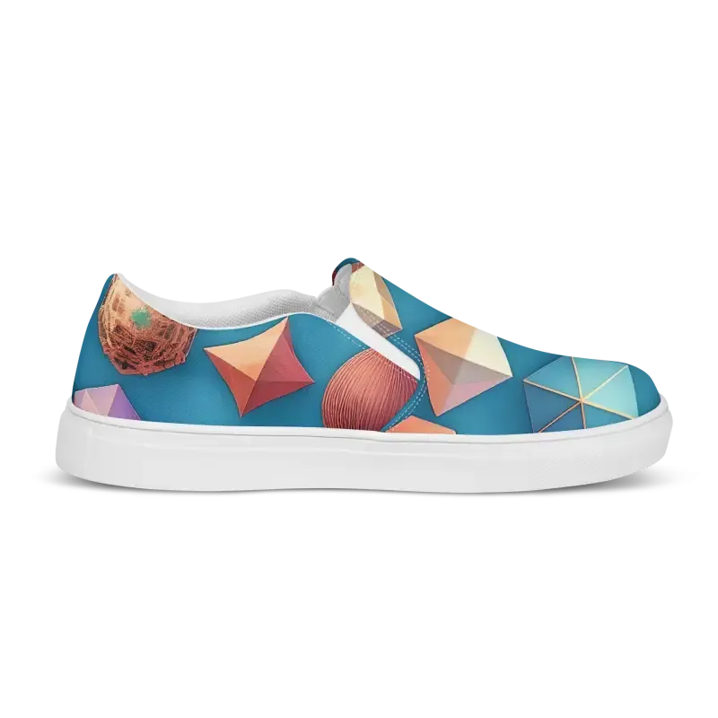 Vibrant Canvas Slip Ons Blue Orange Abstract Art