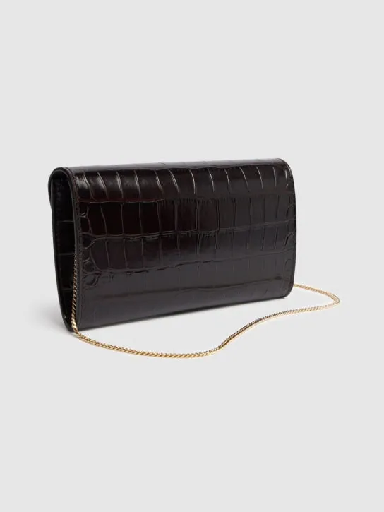 Victoria Beckham   Croc embossed leather wallet w/chain 