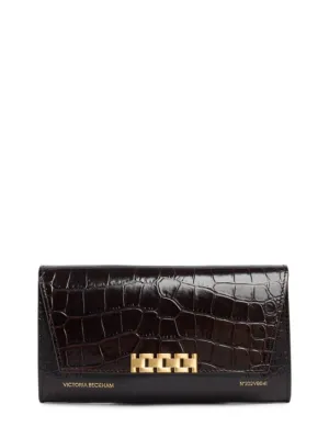 Victoria Beckham   Croc embossed leather wallet w/chain 