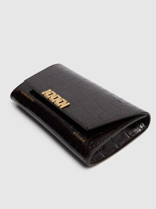 Victoria Beckham   Croc embossed leather wallet w/chain 