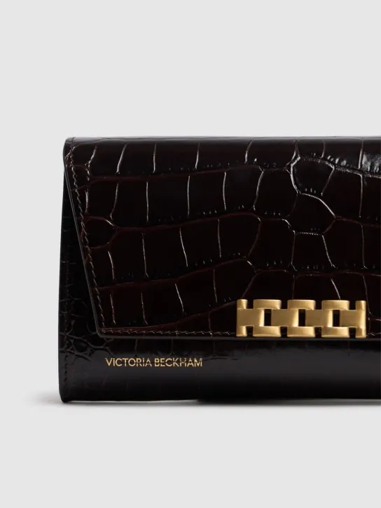 Victoria Beckham   Croc embossed leather wallet w/chain 